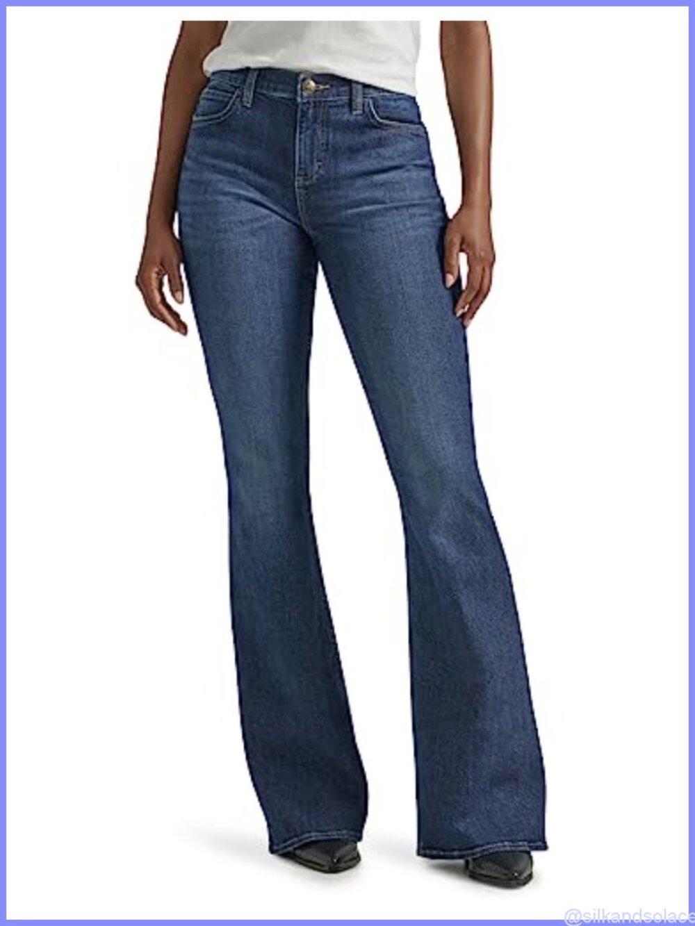 Women's Mid Rise Flare Jean Stretch Denim 33 Inseam